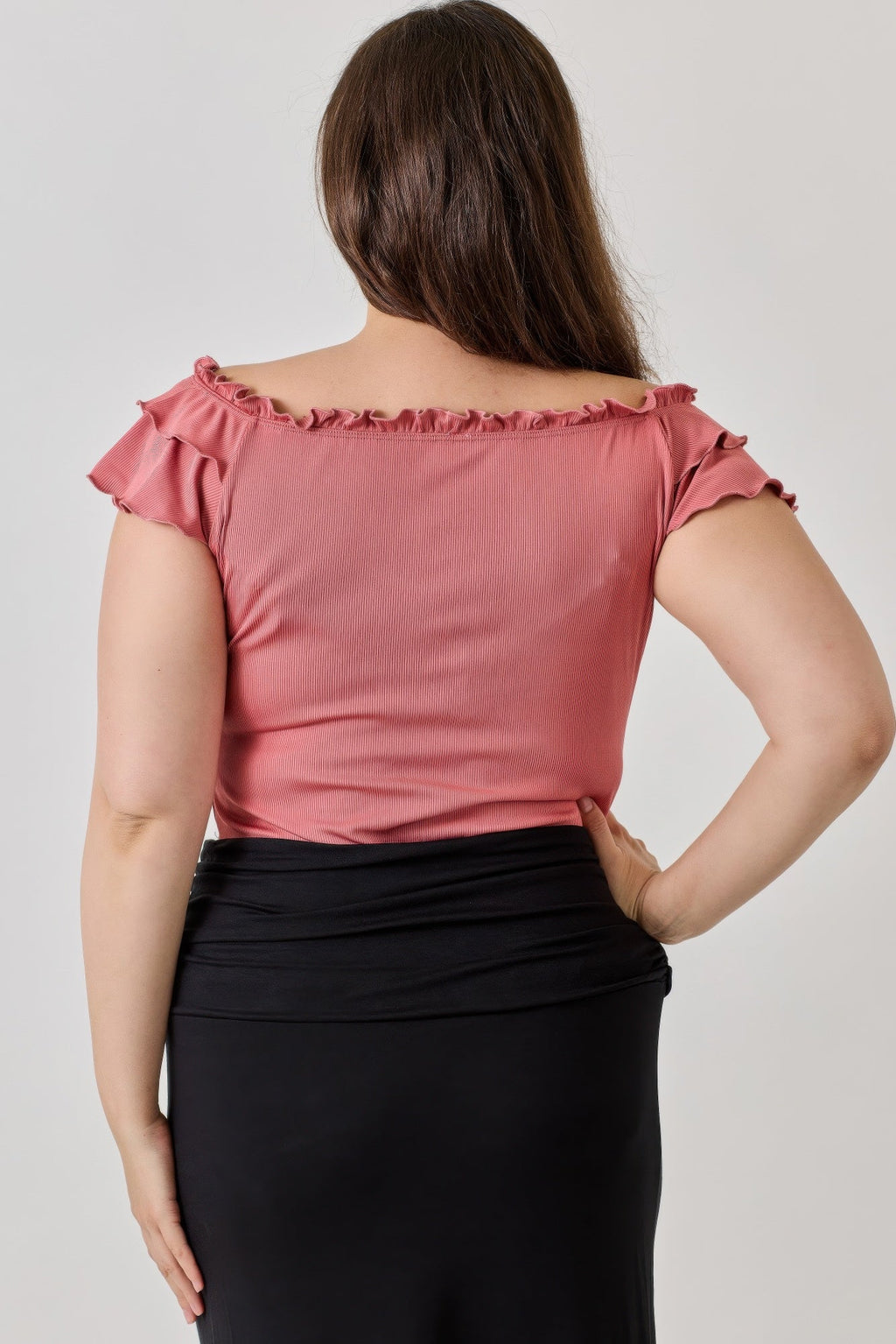 Knit Rib Double Ruffle Top