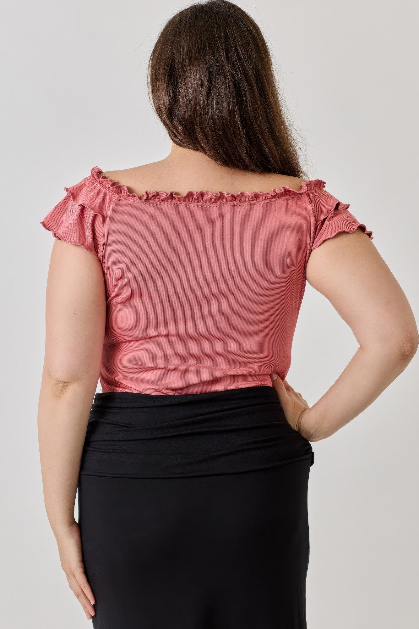 Knit Rib Double Ruffle Top
