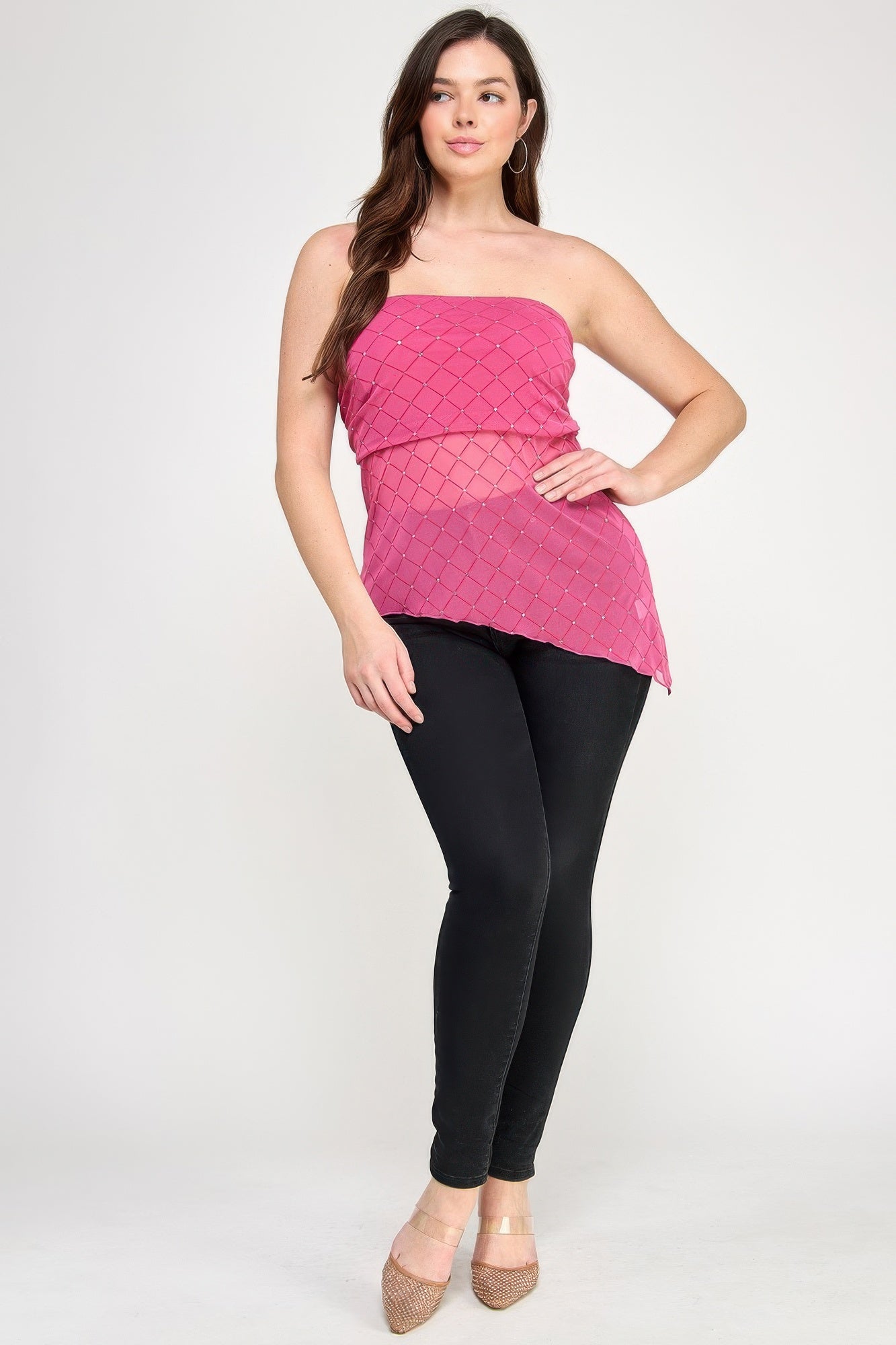 Strapless Tube Assym Hem Top