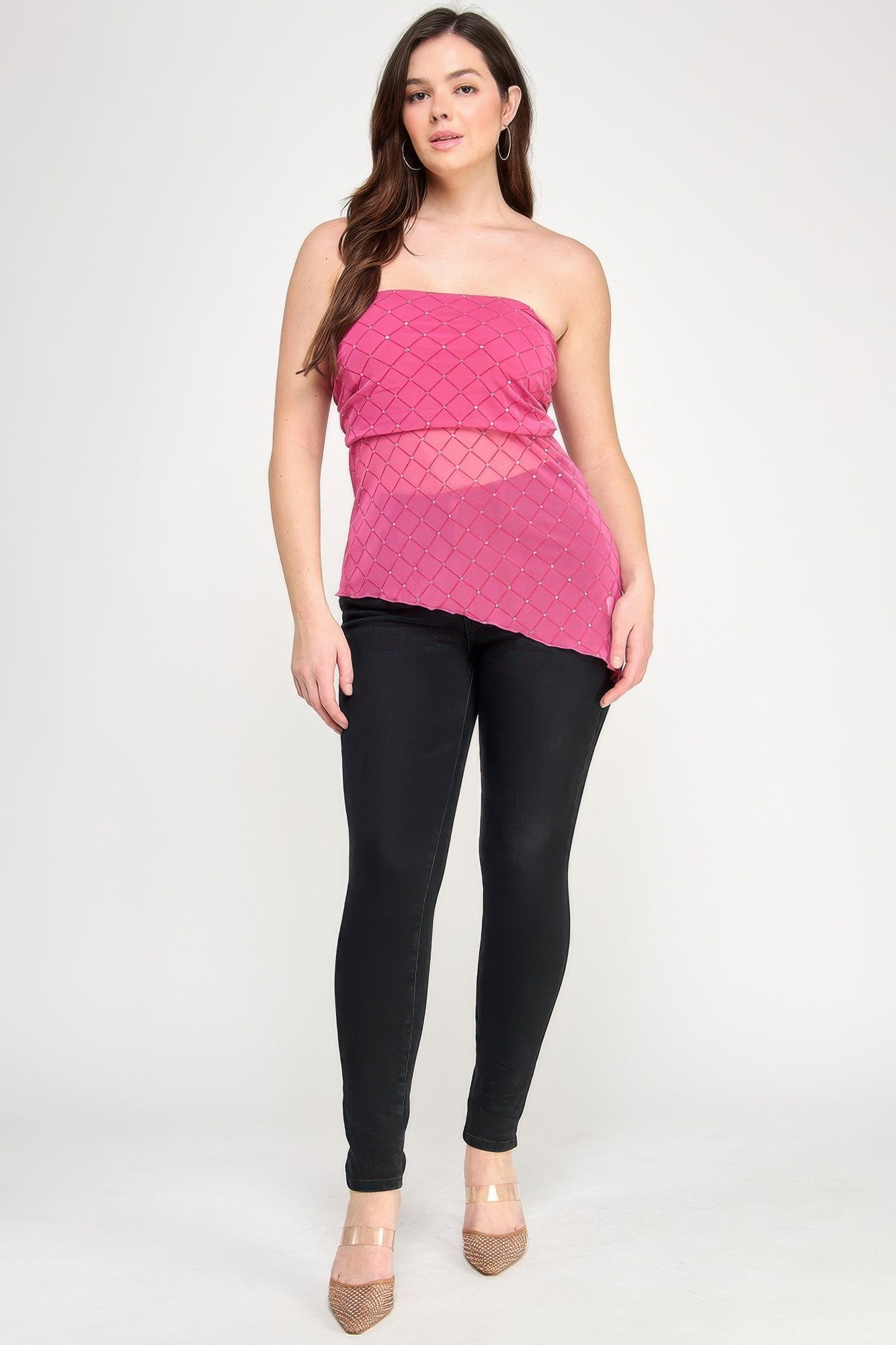 Strapless Tube Assym Hem Top