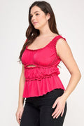 Ruffled Tank With Cut Out