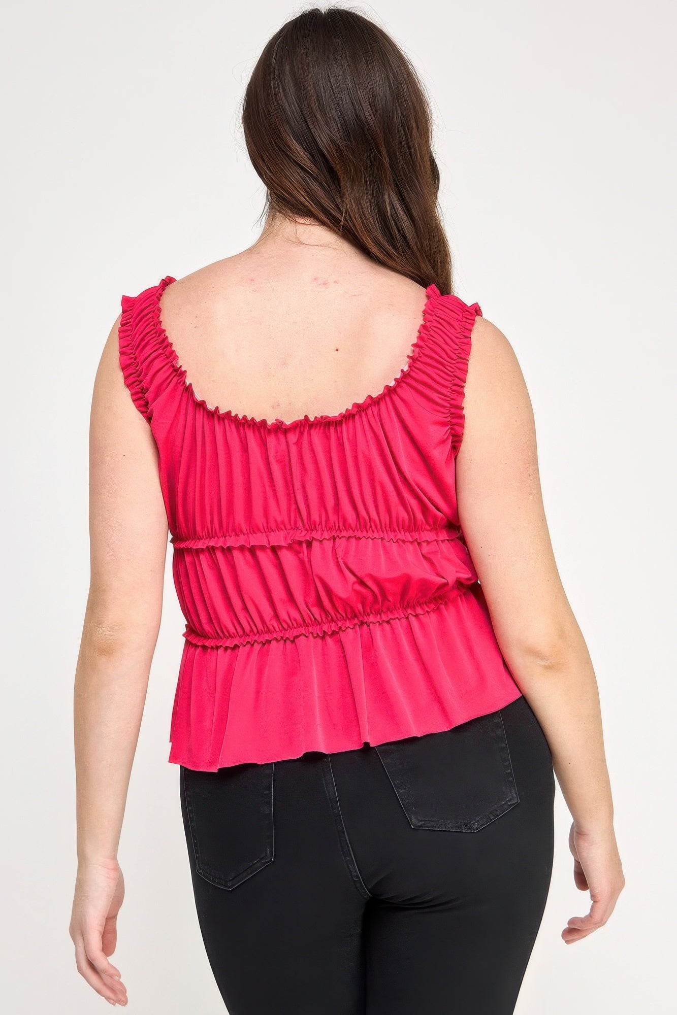 Ruffled Tank With Cut Out