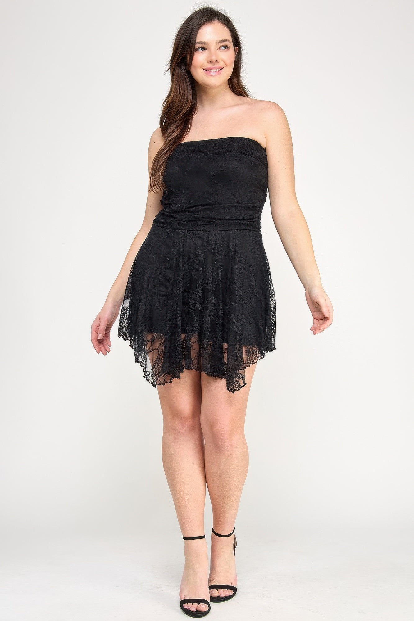 Lace Overlay Assym Dress