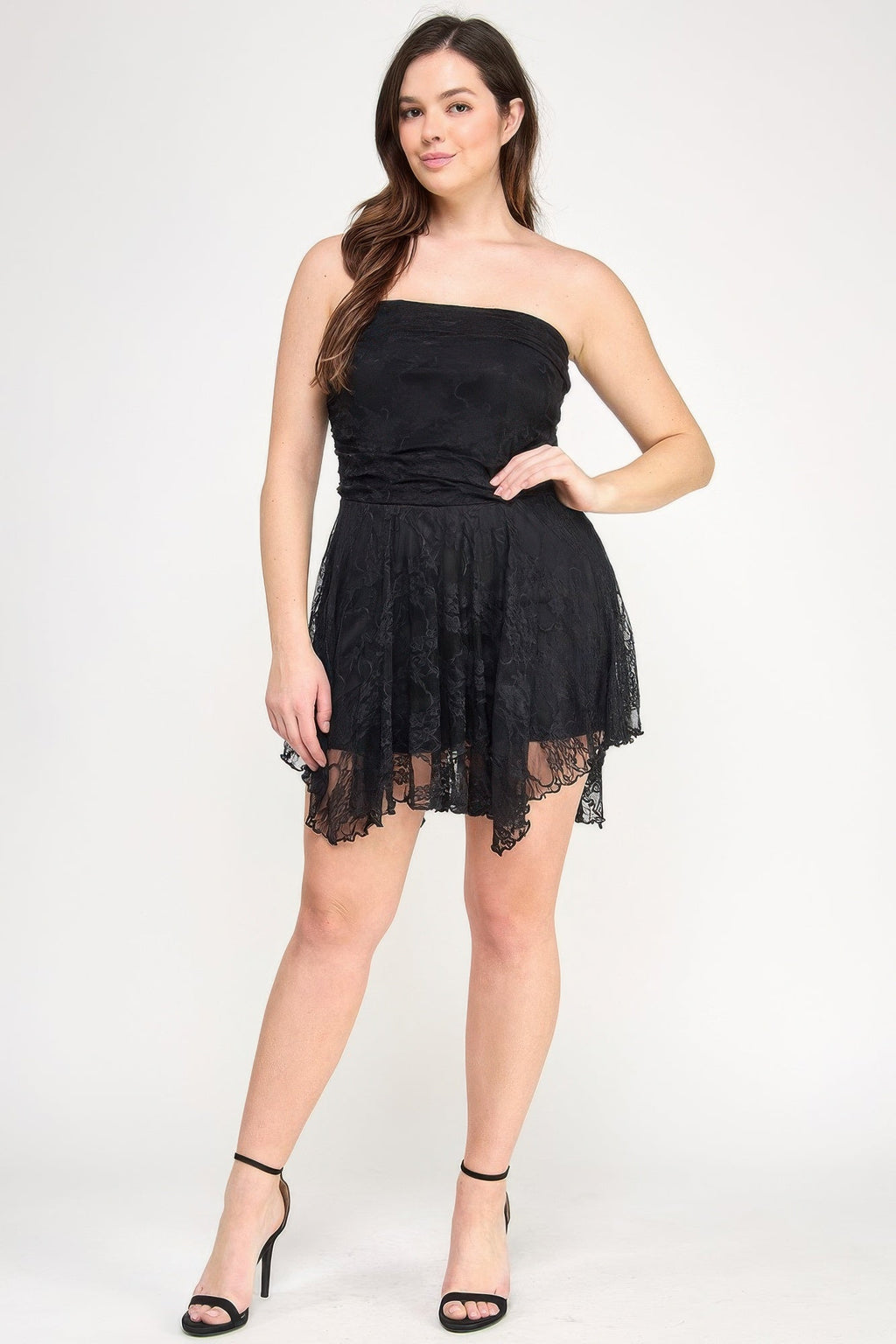 Lace Overlay Assym Dress