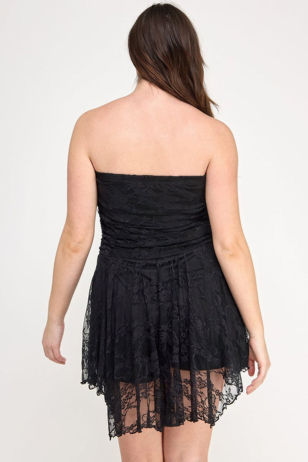 Lace Overlay Assym Dress