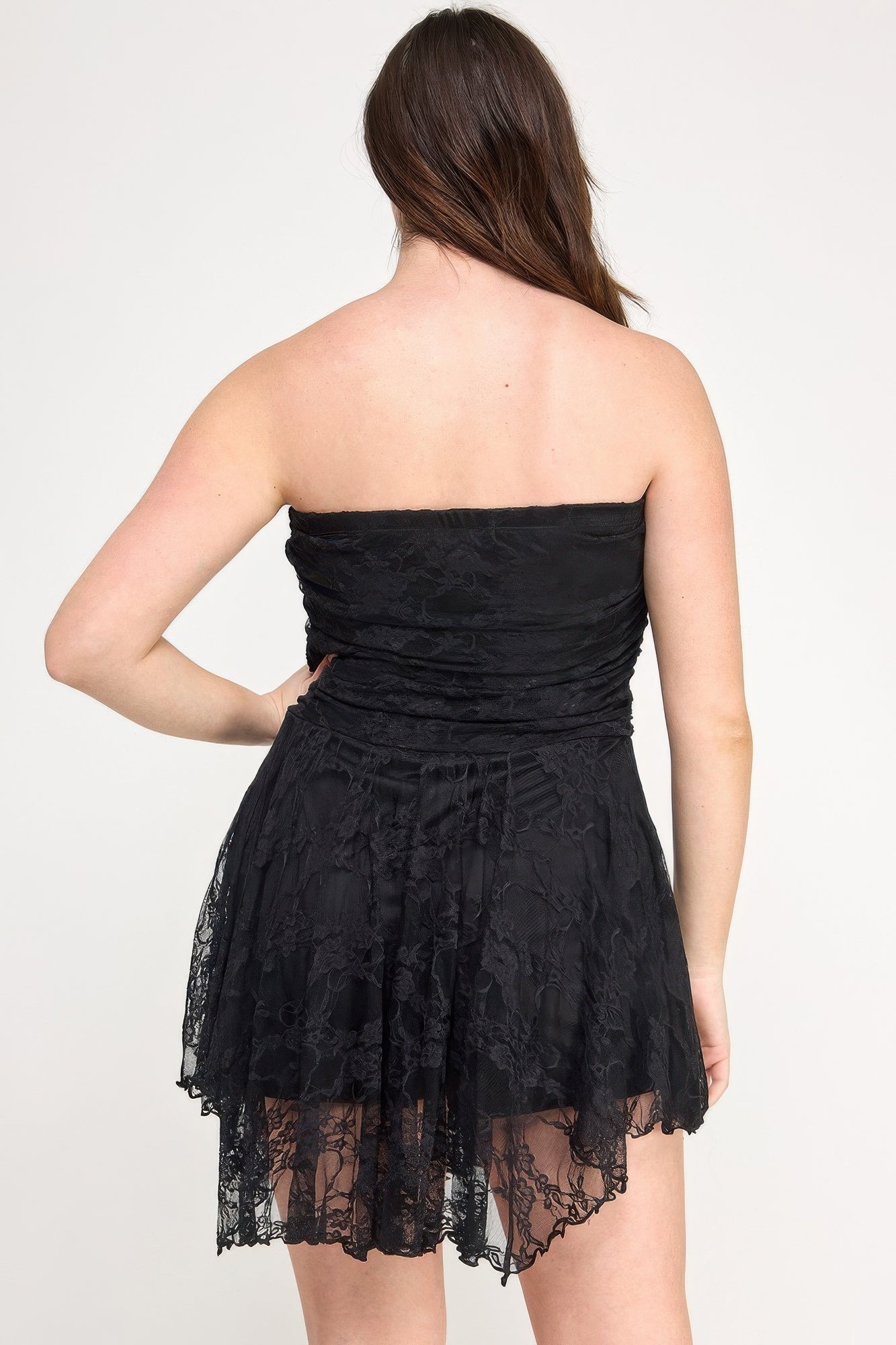 Lace Overlay Assym Dress
