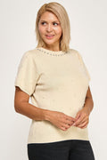 Pearl & Rhinestone Knit Sweater Top