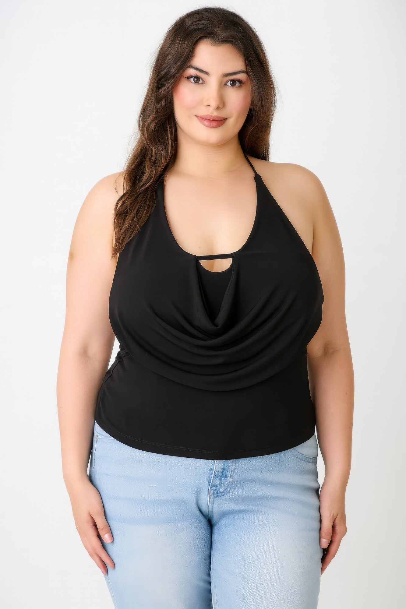 Halter Cowl Neck Draped Top