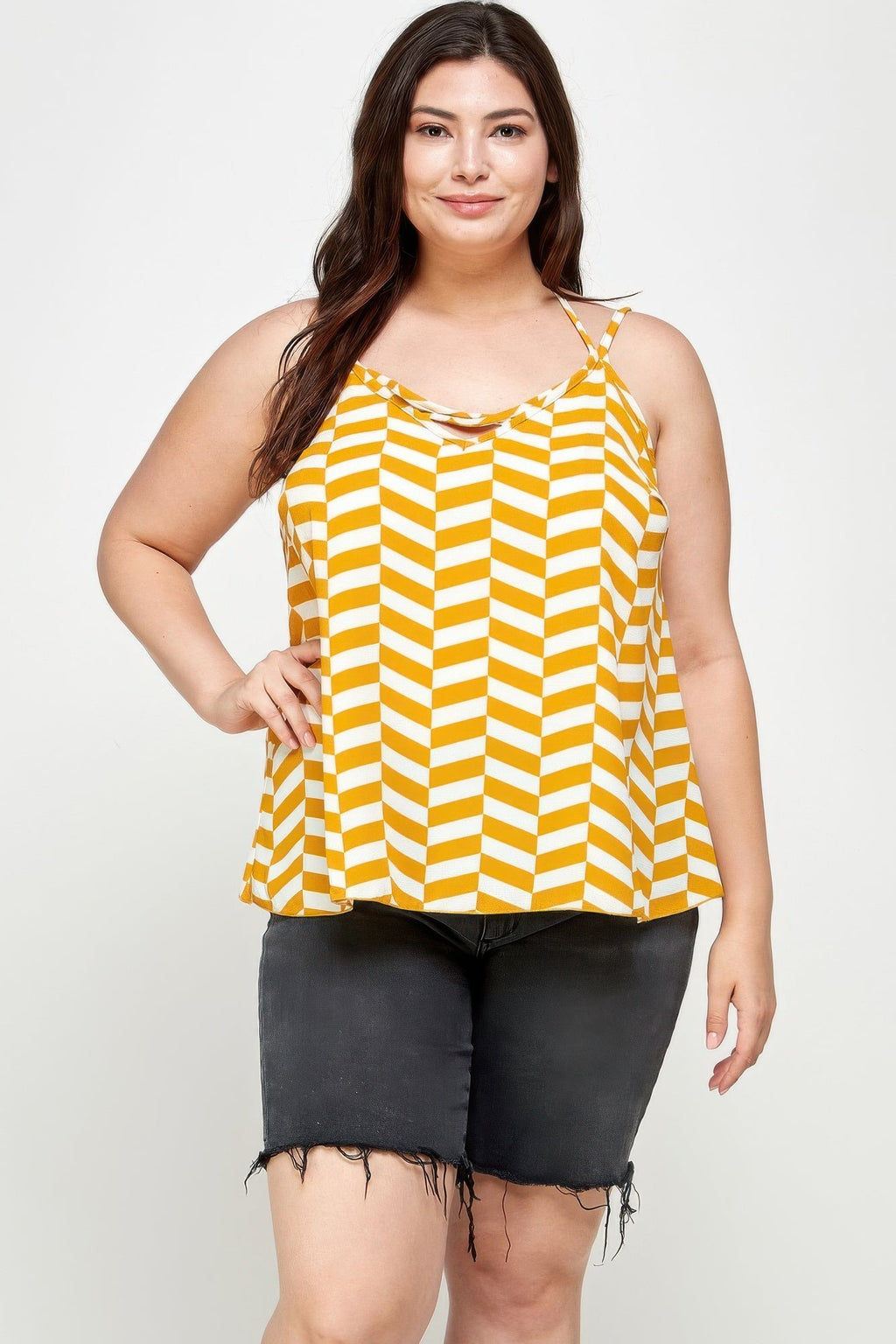 Geometric Top With Double Spaghetti Strap