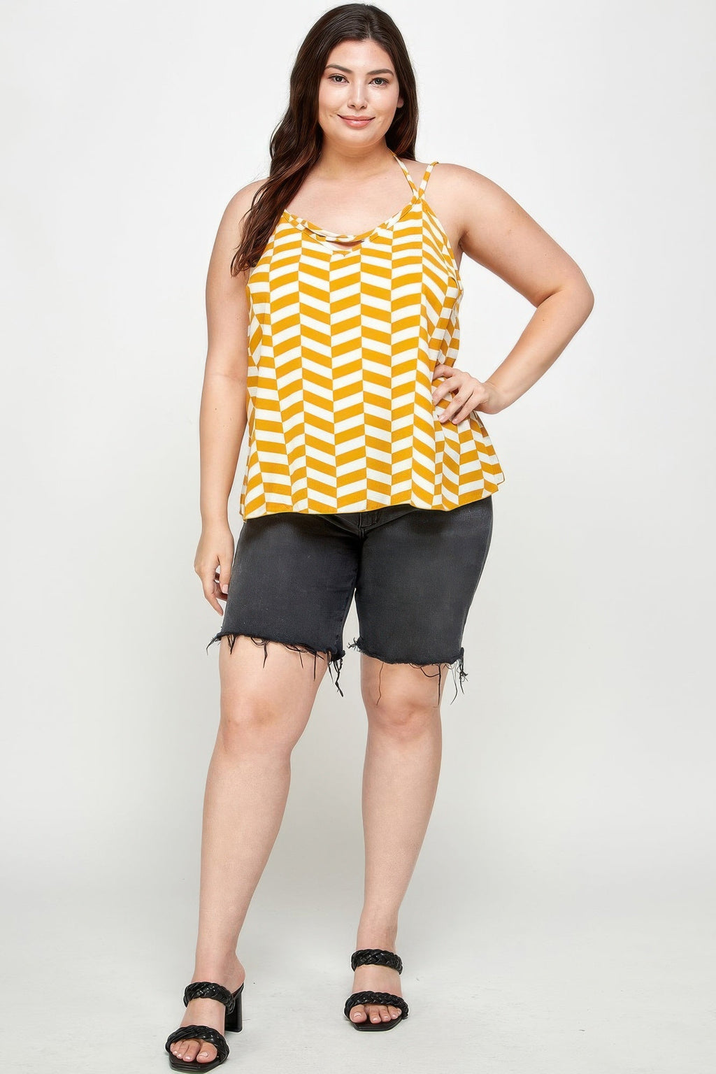 Geometric Top With Double Spaghetti Strap
