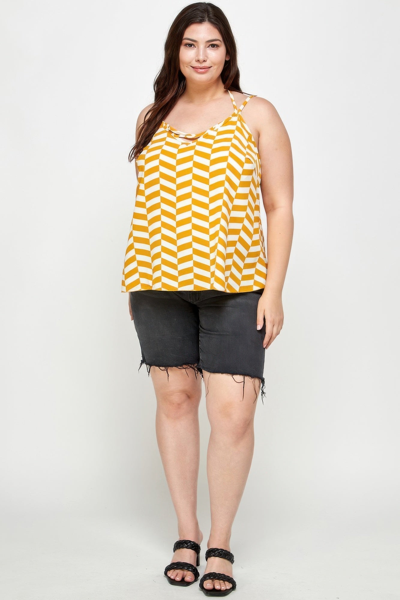 Geometric Top With Double Spaghetti Strap