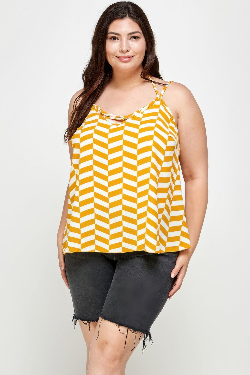 Geometric Top With Double Spaghetti Strap