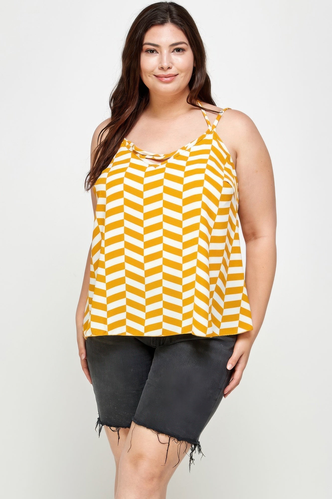 Geometric Top With Double Spaghetti Strap