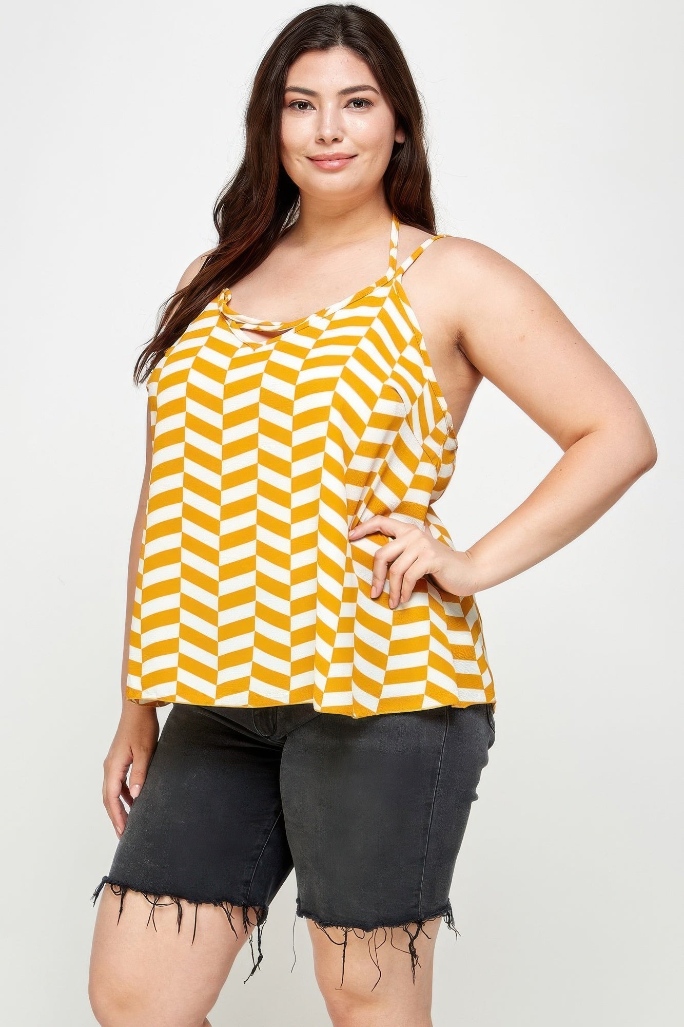 Geometric Top With Double Spaghetti Strap