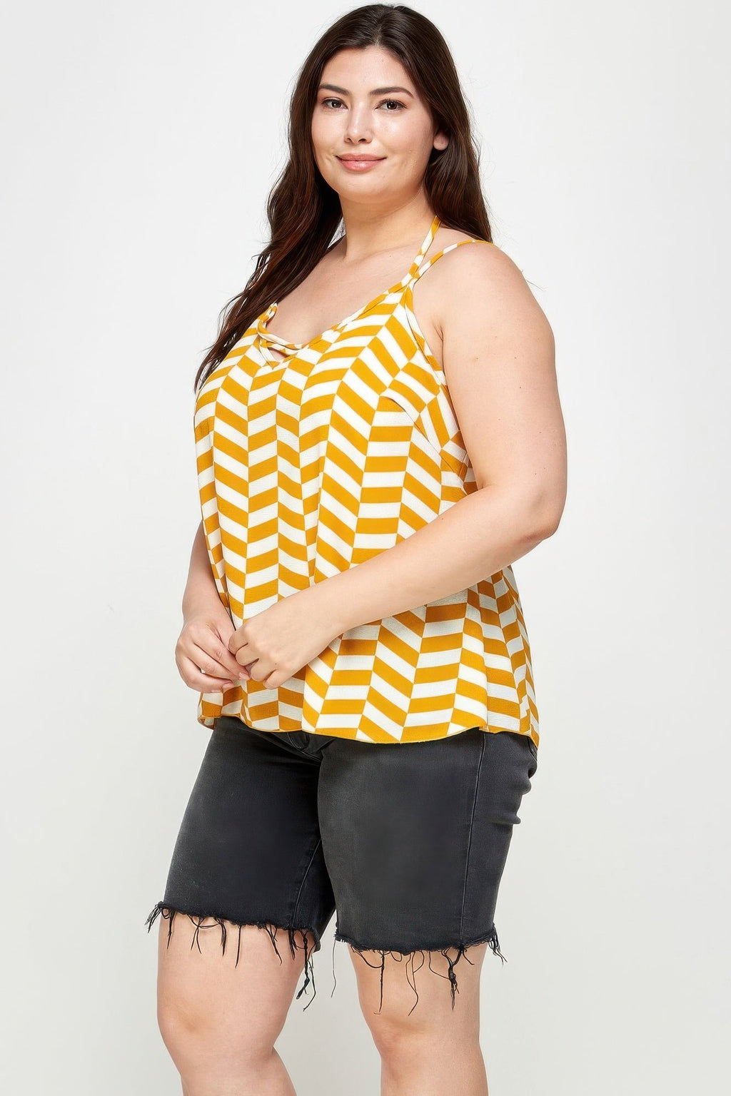 Geometric Top With Double Spaghetti Strap