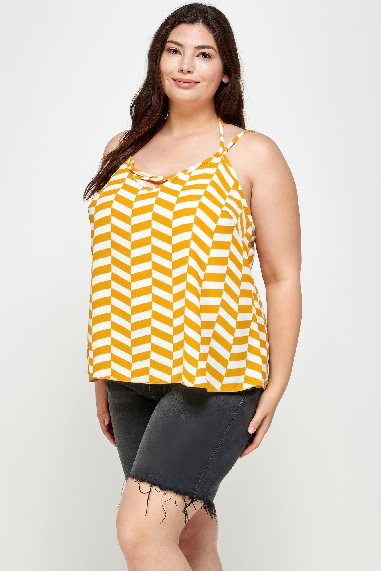 Geometric Top With Double Spaghetti Strap