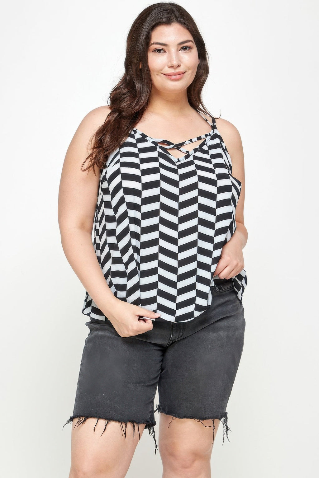 Geometric Top With Double Spaghetti Strap
