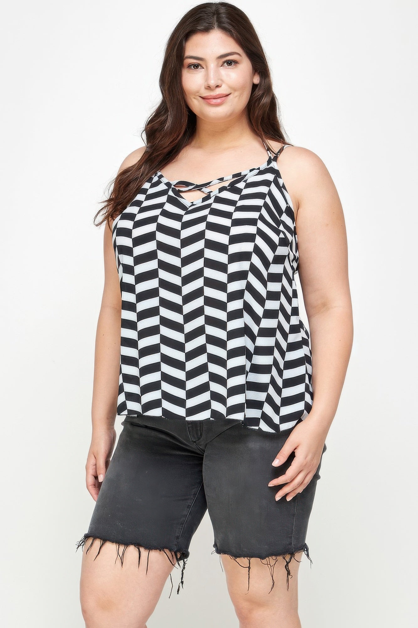 Geometric Top With Double Spaghetti Strap