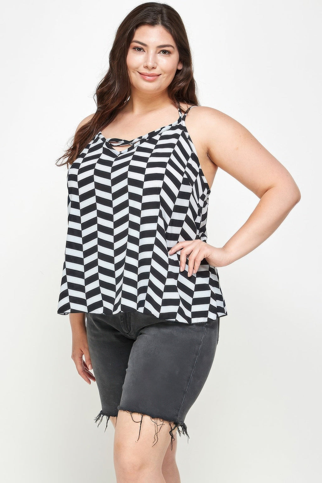 Geometric Top With Double Spaghetti Strap