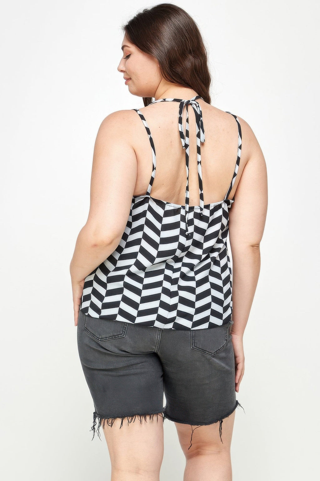 Geometric Top With Double Spaghetti Strap