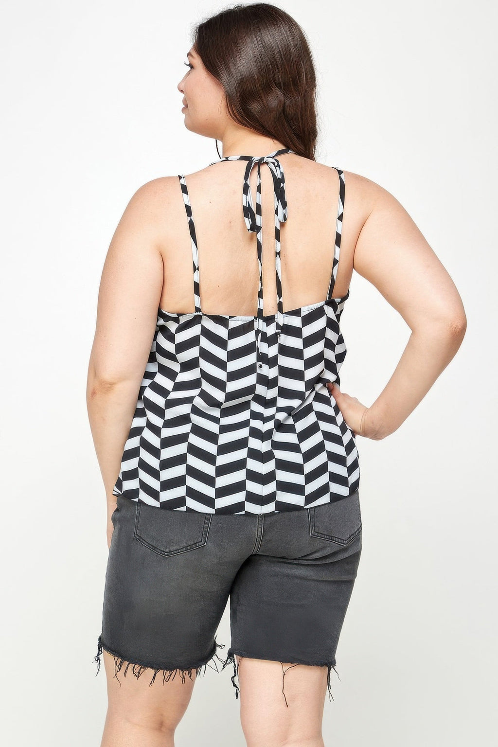 Geometric Top With Double Spaghetti Strap