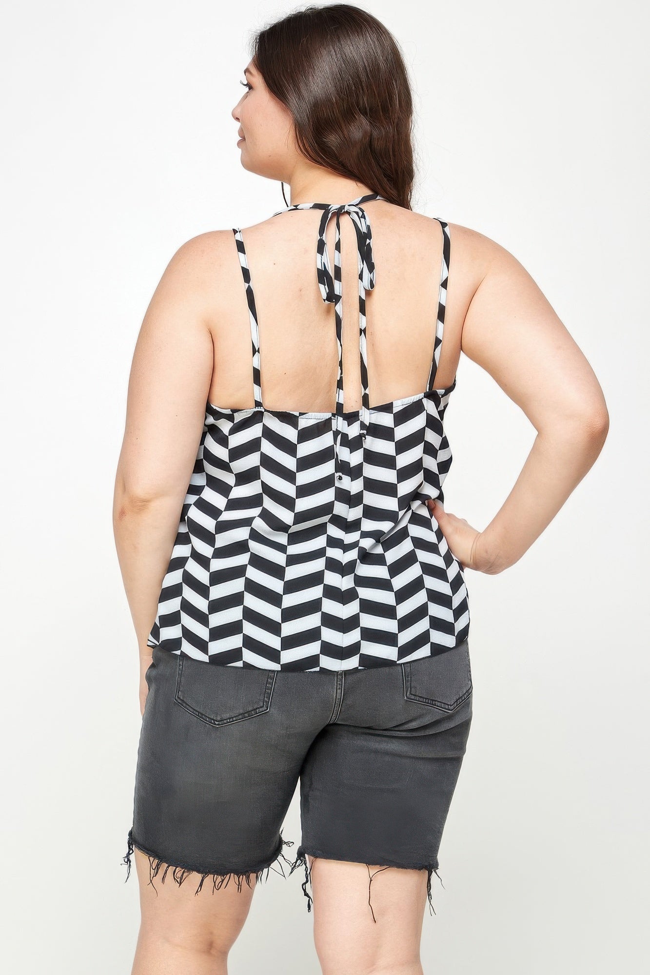 Geometric Top With Double Spaghetti Strap