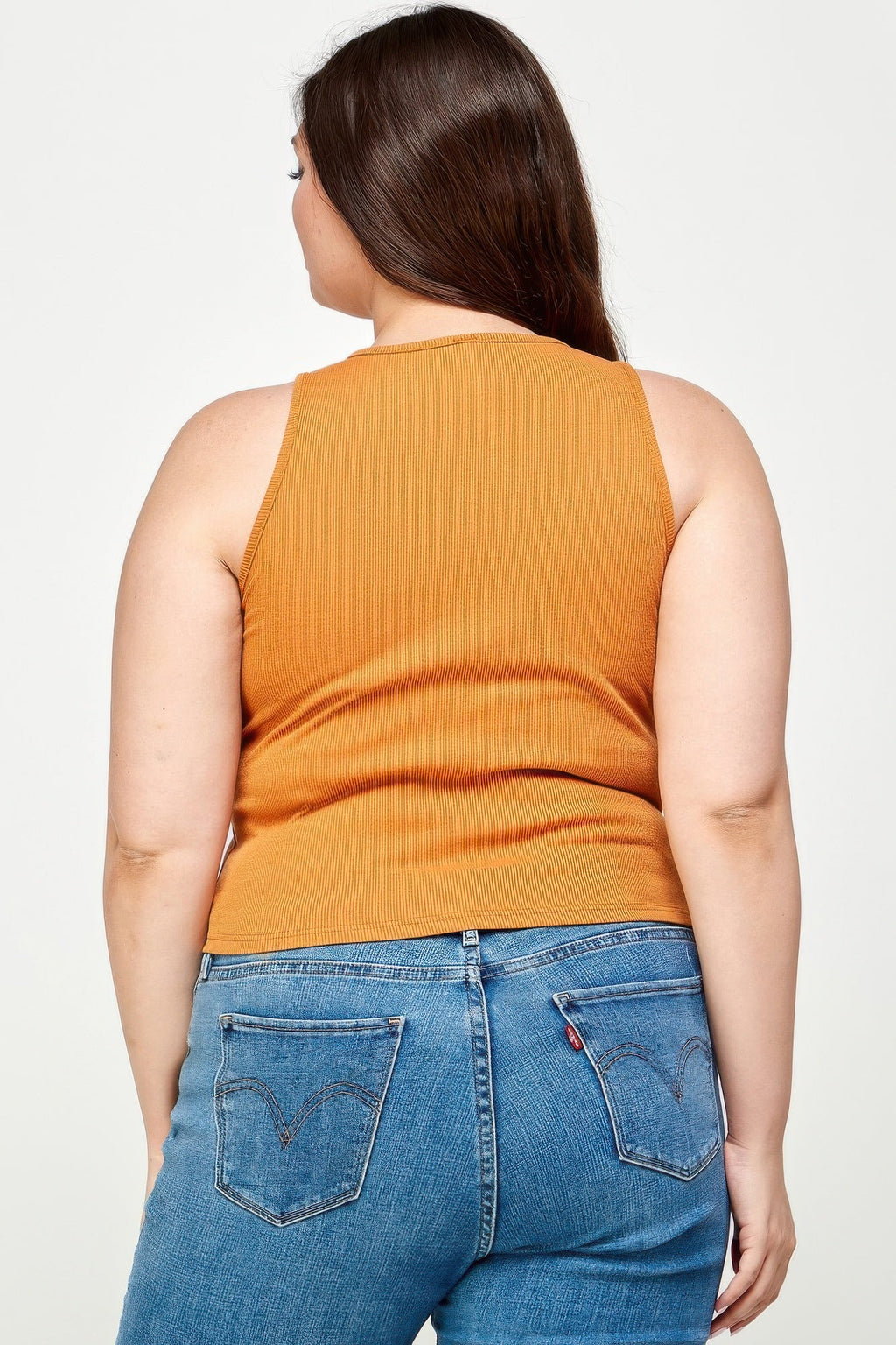 Ribbed Sleeveless Ruched Tank Top