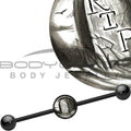 14G Black Anodized Scary RIP Tombstone Industrial Barbell 37mm