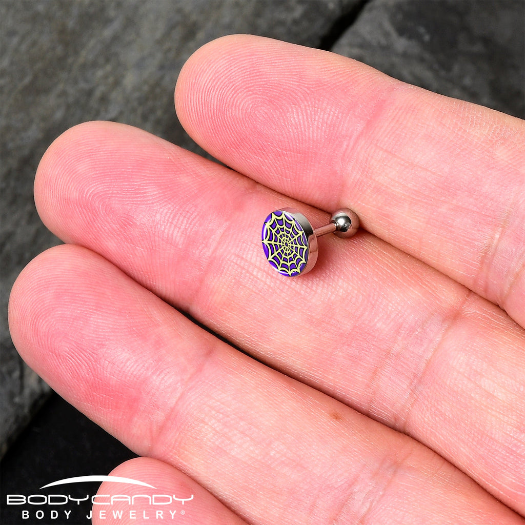 16G 1/4 Two Tone Spider Web Tragus Cartilage Earring by Onyx O