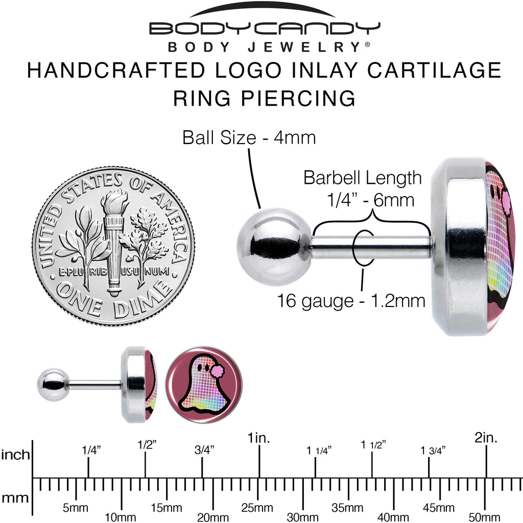 16G 1/4 Disco Spirit Ghost Tragus Cartilage Earring by Onyx O