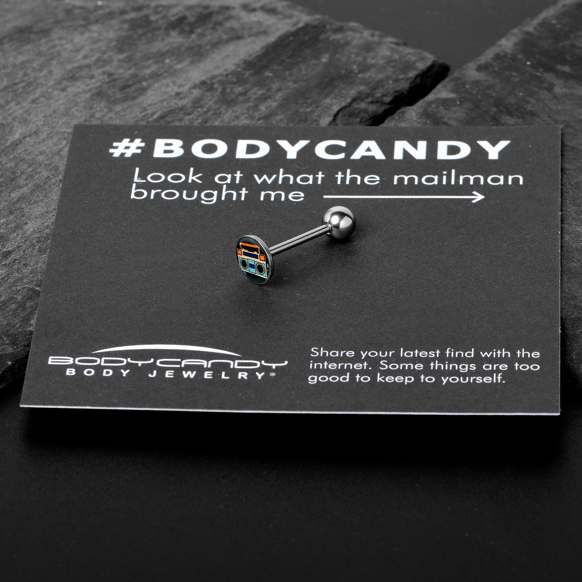 Retro Boombox Barbell Tongue Ring by Onyx O