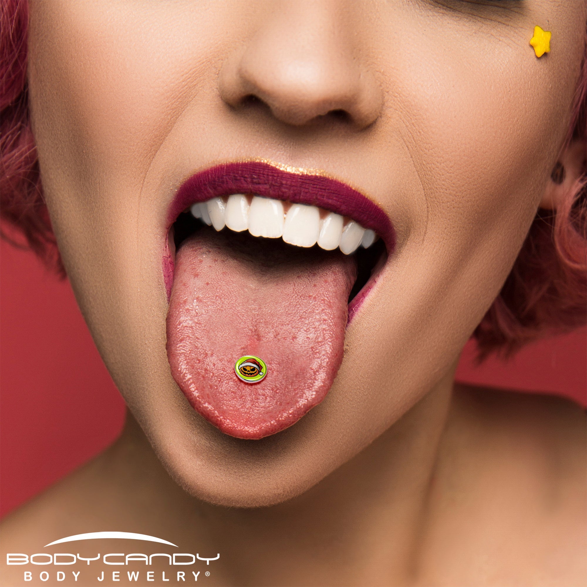 Christmas Holiday Santa Hat Pumpkin Barbell Tongue Ring by Onyx O