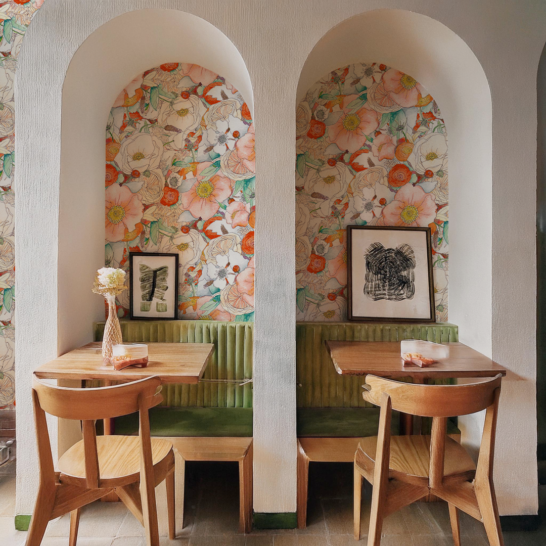 Floral Reverie Wallpaper, orange