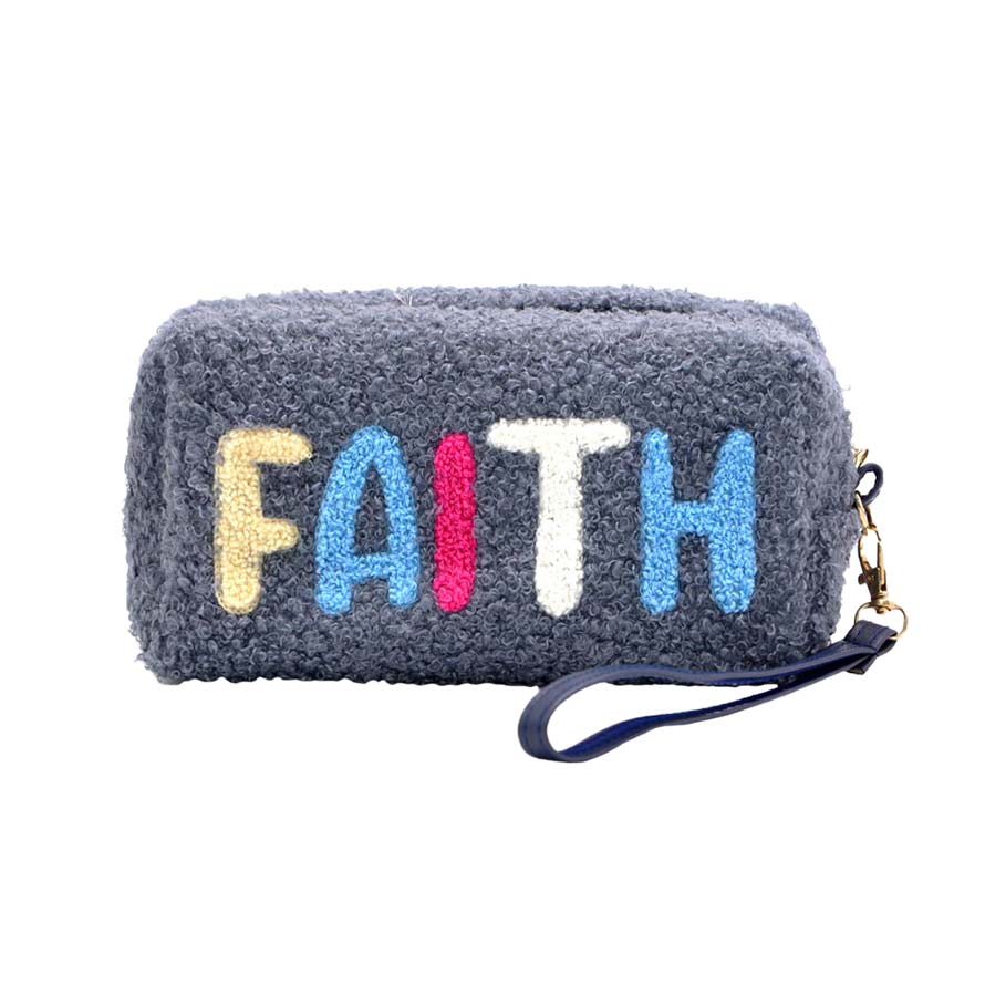 Faux Fur Faith Message Pouch With Wristlet