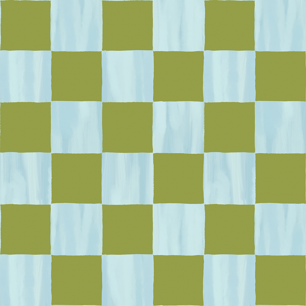Picnic Check Wallpaper, blue and green