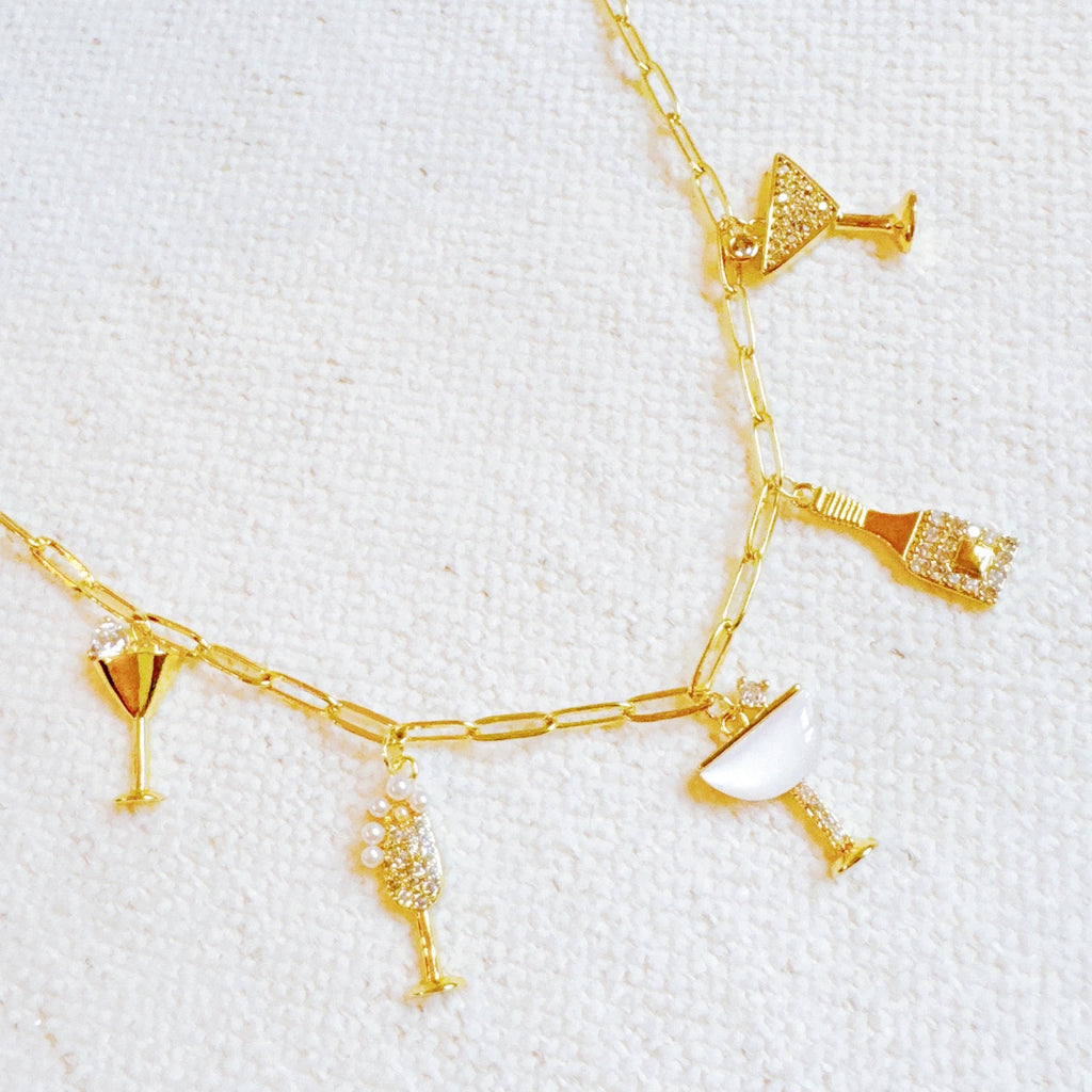 Cheers To Happiness Multi Charm Necklace