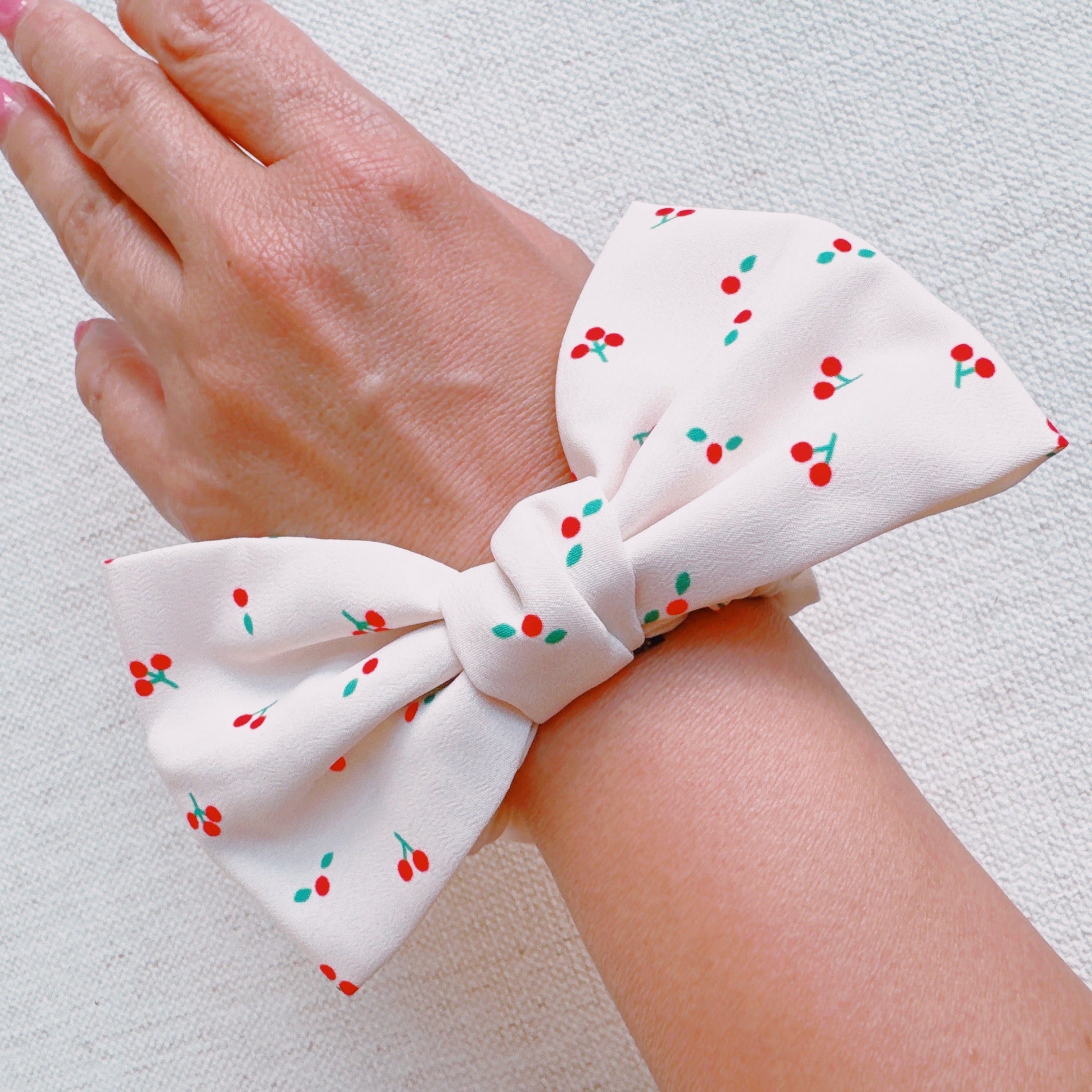 Cherry Lovely Bow Tie Hair Scrunch