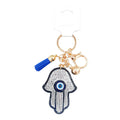 Evil Eye Pointed Bling Hamsa Hand Tassel Keychain