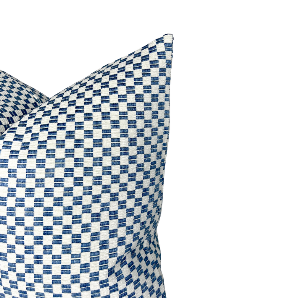 Elkhart Pillow Cover in Blue, Schumacher Textiles