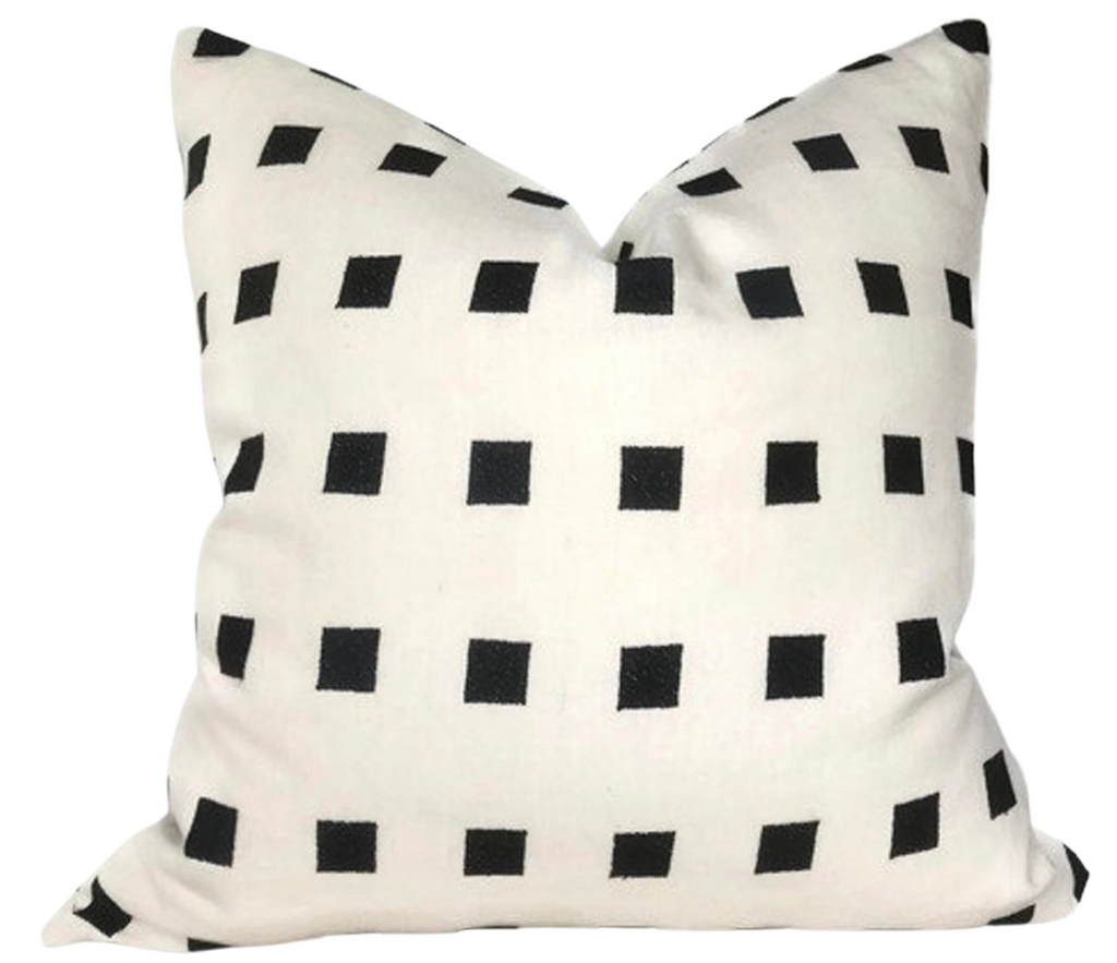 Chalet Embroidered Pillow Cover in Ivory + Black, Kelly Wearstler Textiles