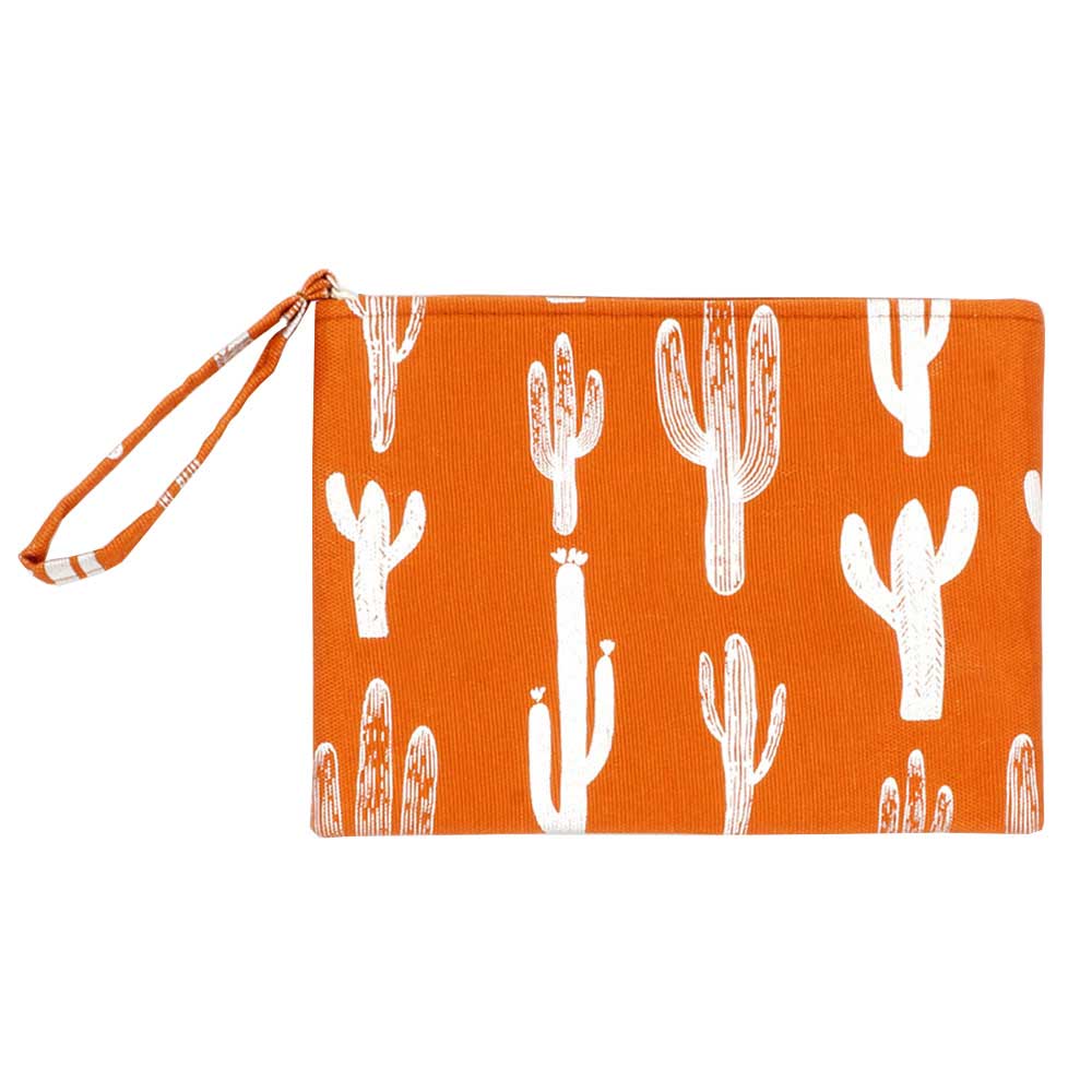 Metallic Cactus Patterned Pouch Clutch Bag