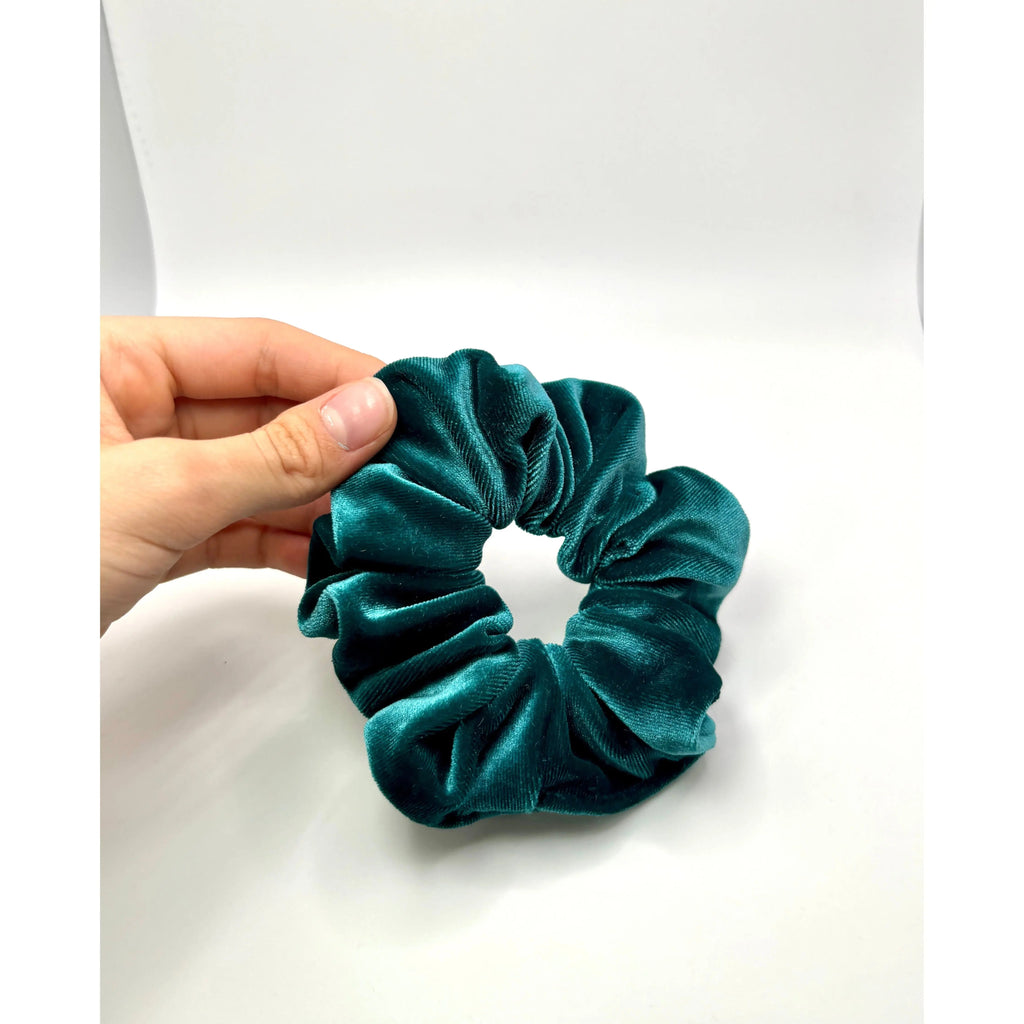 Mini Teal Green Velvet Scrunchie