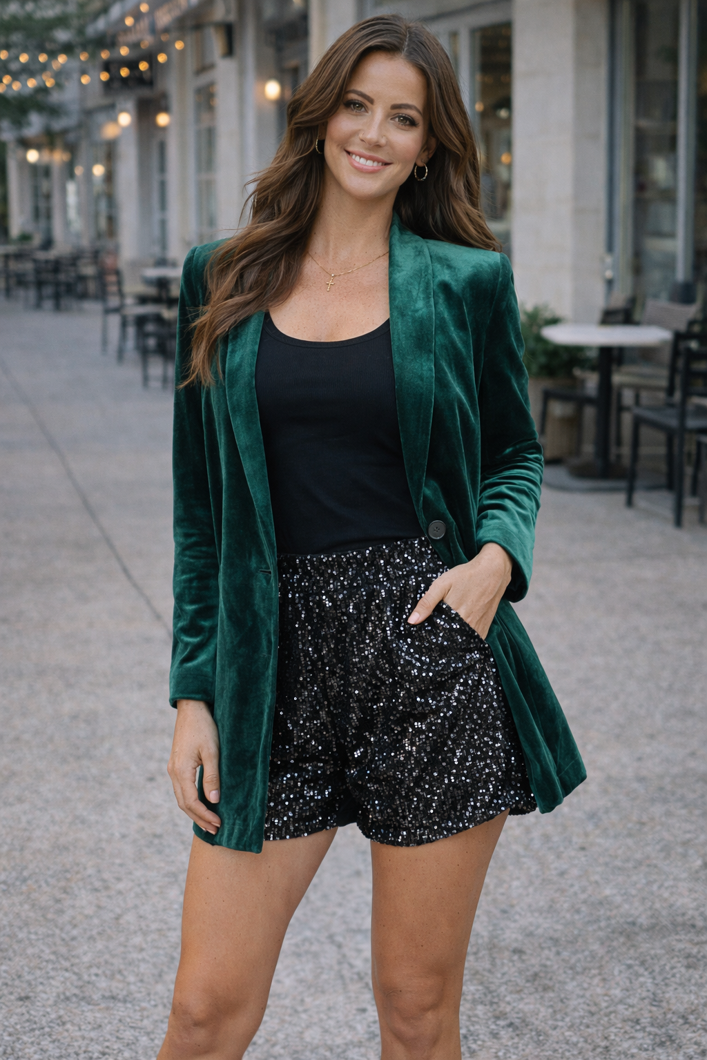 Hunter Green Velvet Blazer