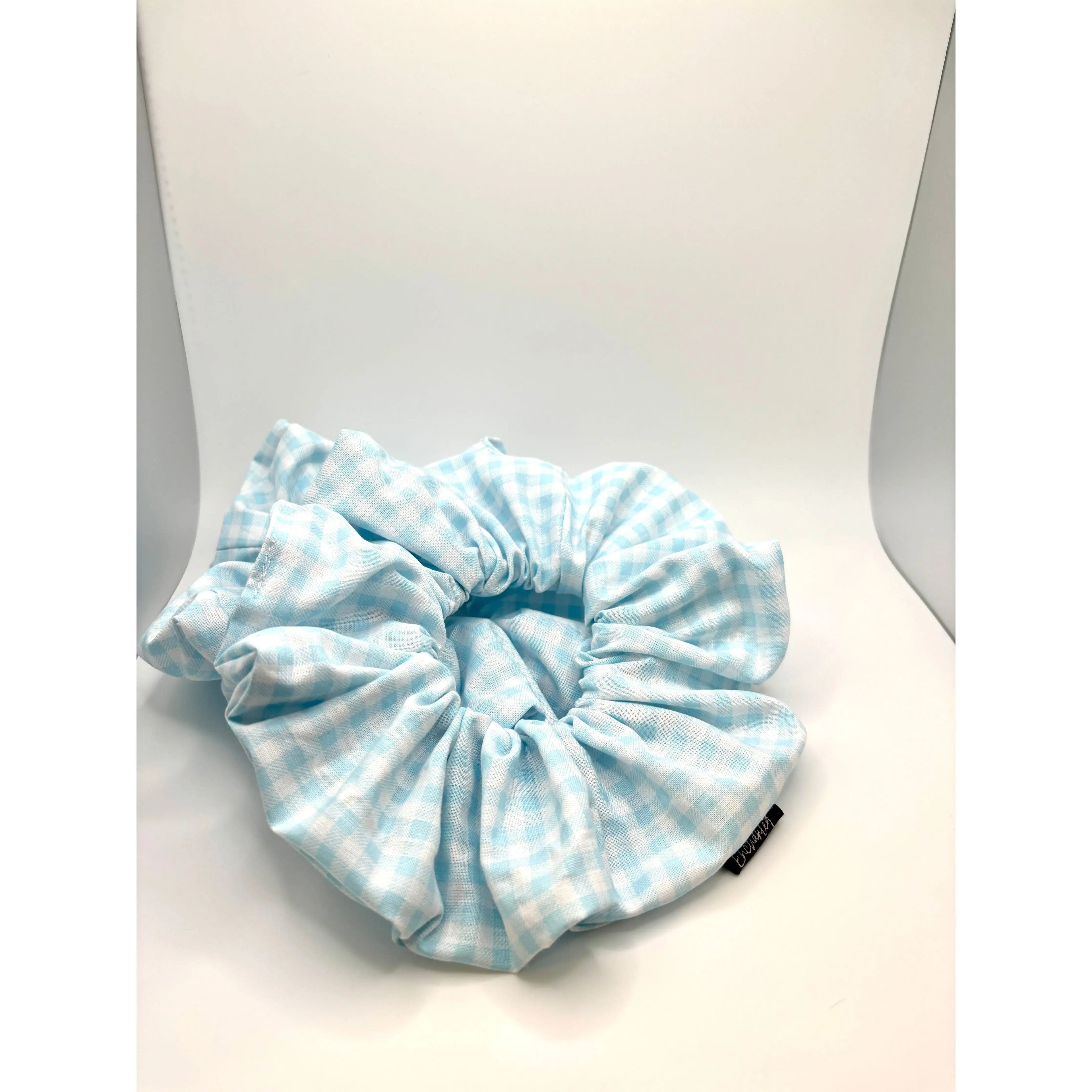 Light Blue Gingham Spring Scrunchie