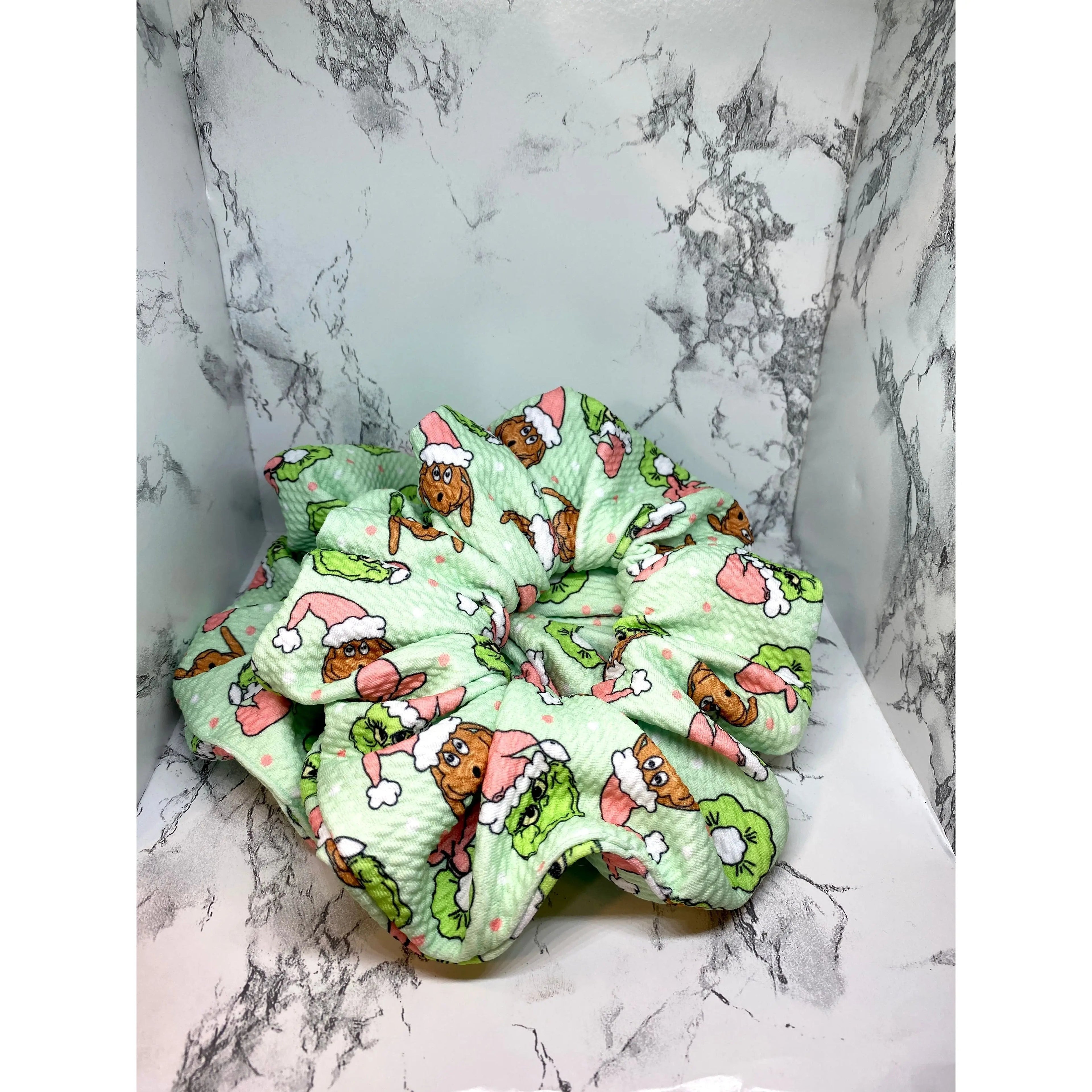 Green Grinch and Max Christmas Bullet Scrunchie
