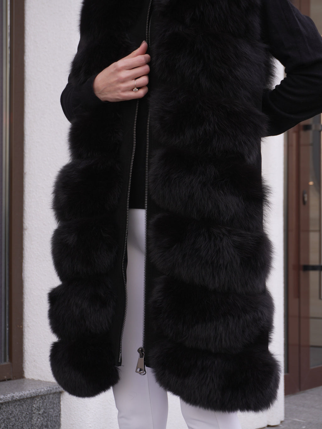 Genuine Polar Fox Fur Vest 90 cm