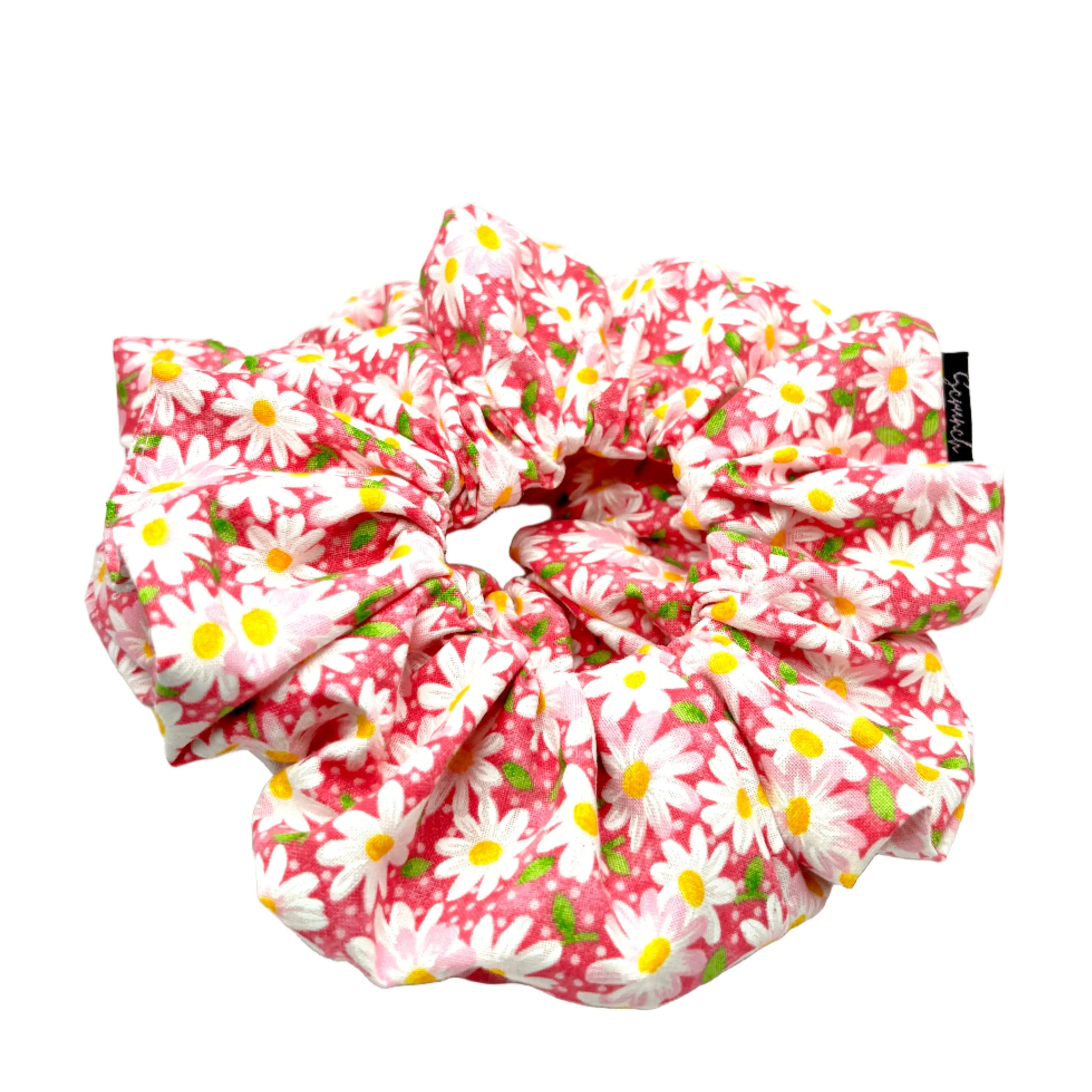 Pink Daisy Summer Scrunchie