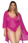 High Hip Mesh Teddy and Robe