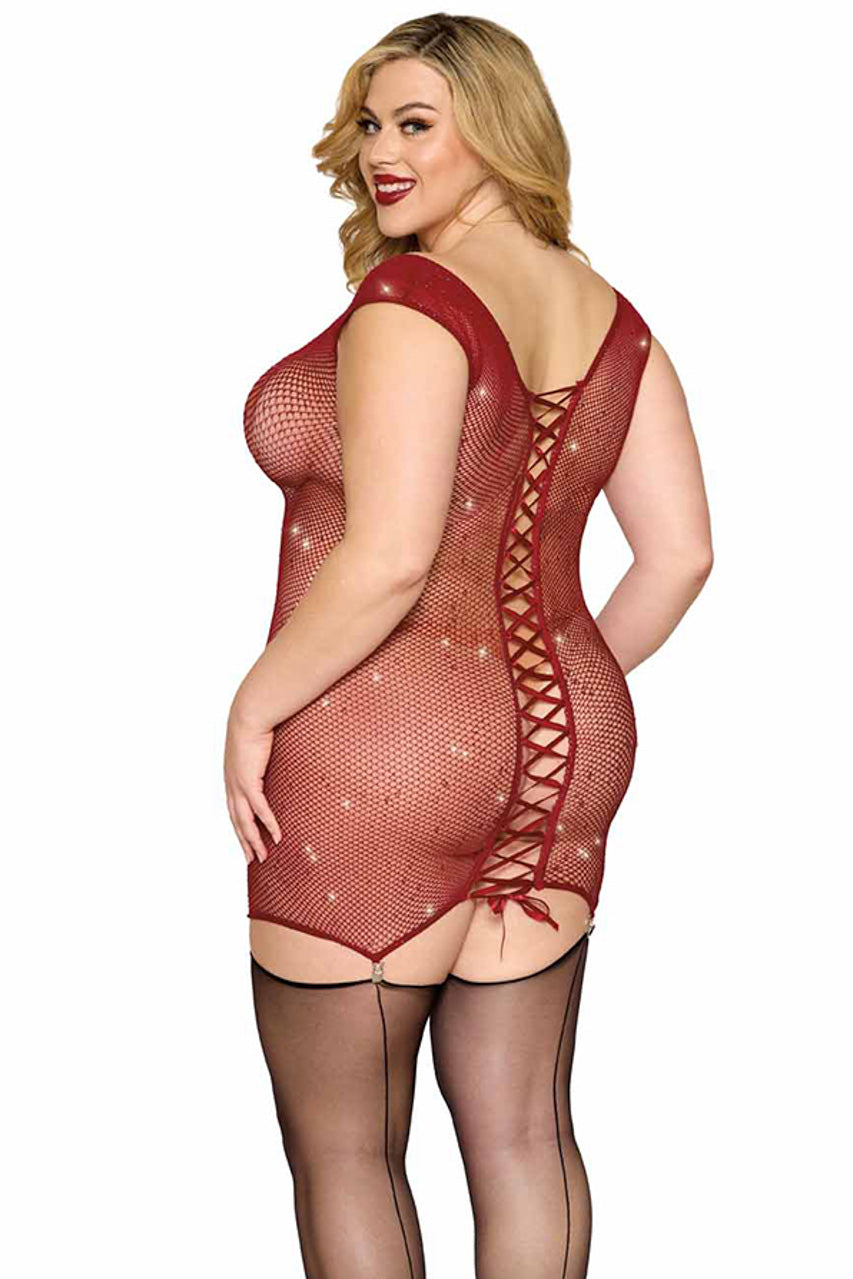 Burgundy Glitter Net Chemise