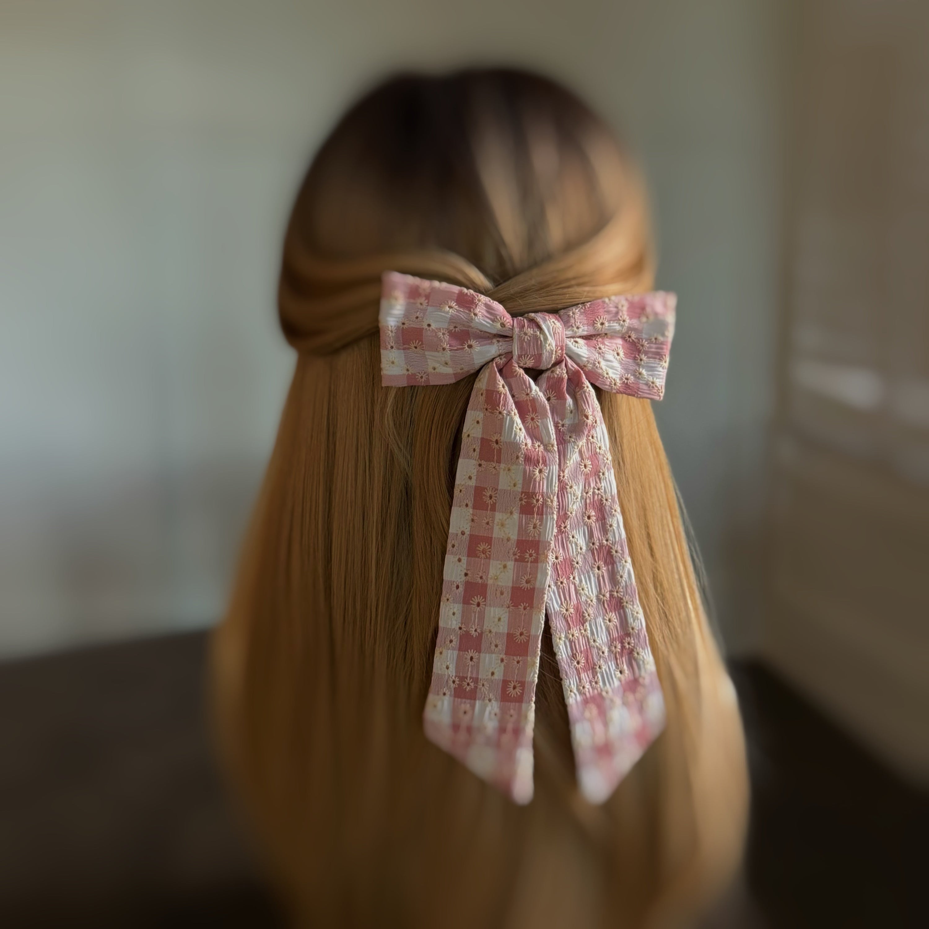 Daisy Picnic Gingham Bow Hair Clip